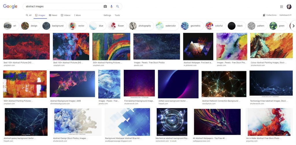 use of abstract images on websites