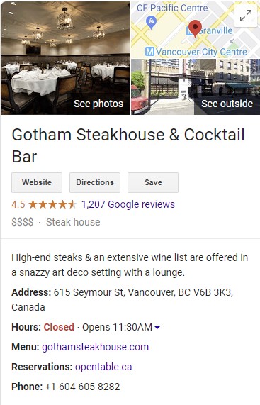 google my business listing example