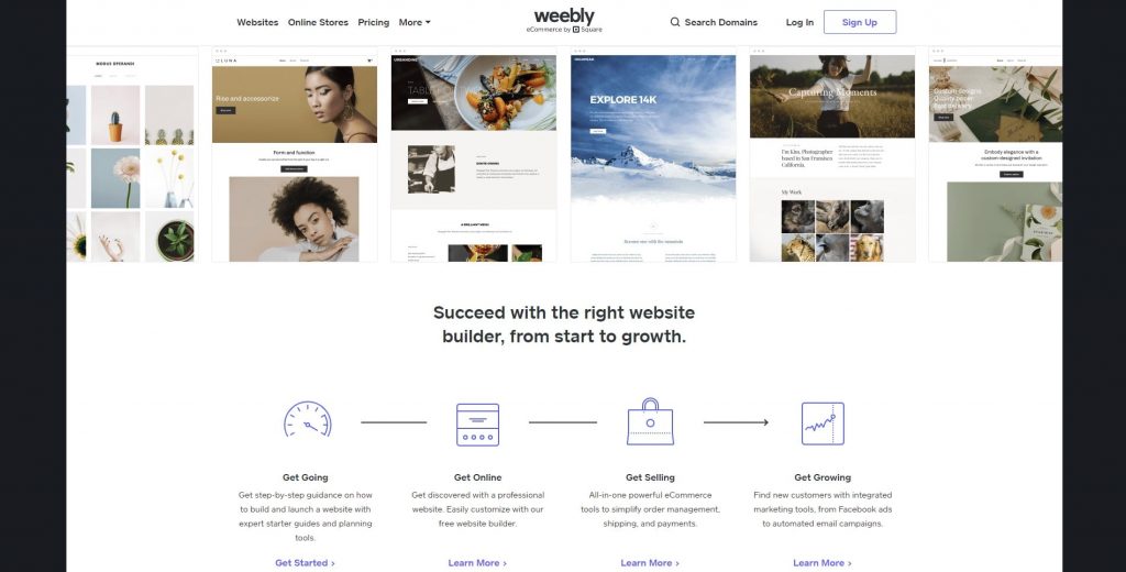  The Weebly homepage 