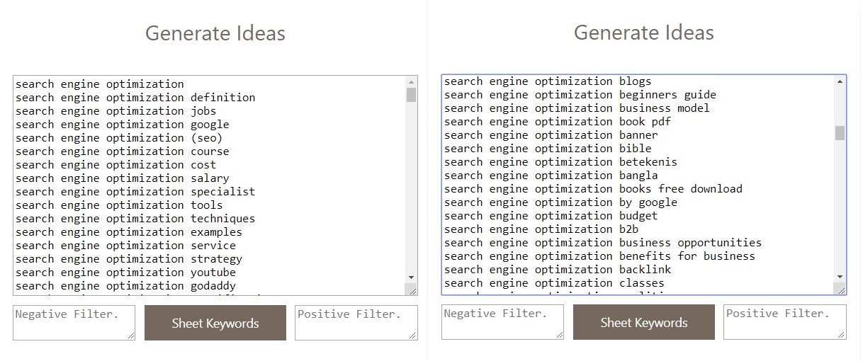 Keyword Sheeter Results For Search Engine Optimization W3 Lab