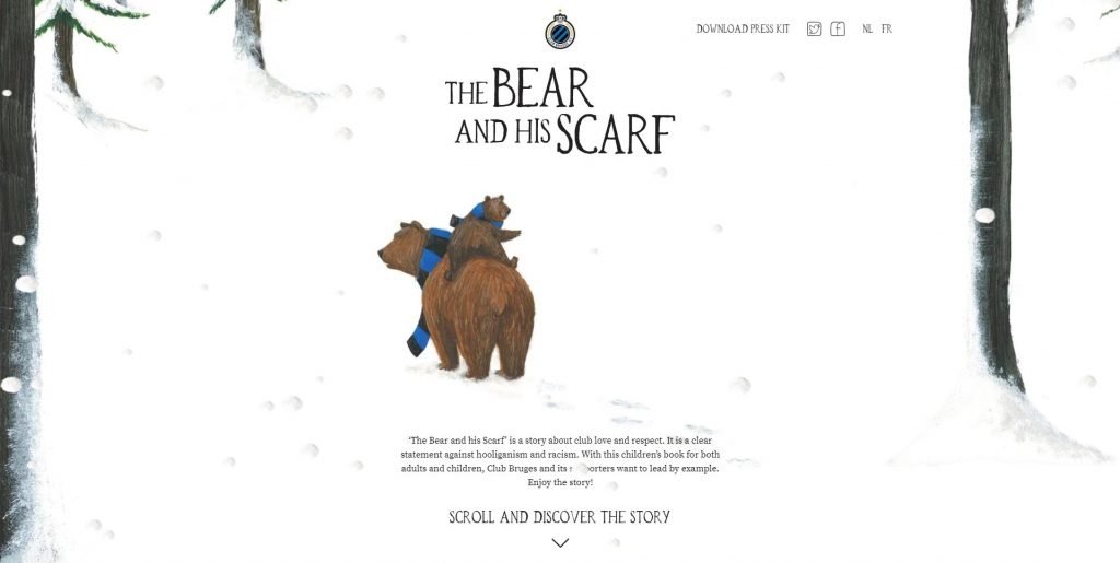 very creative bear and his scarf website design 