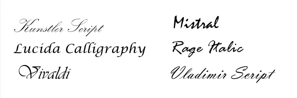 some script fonts that come with computers - script fonts