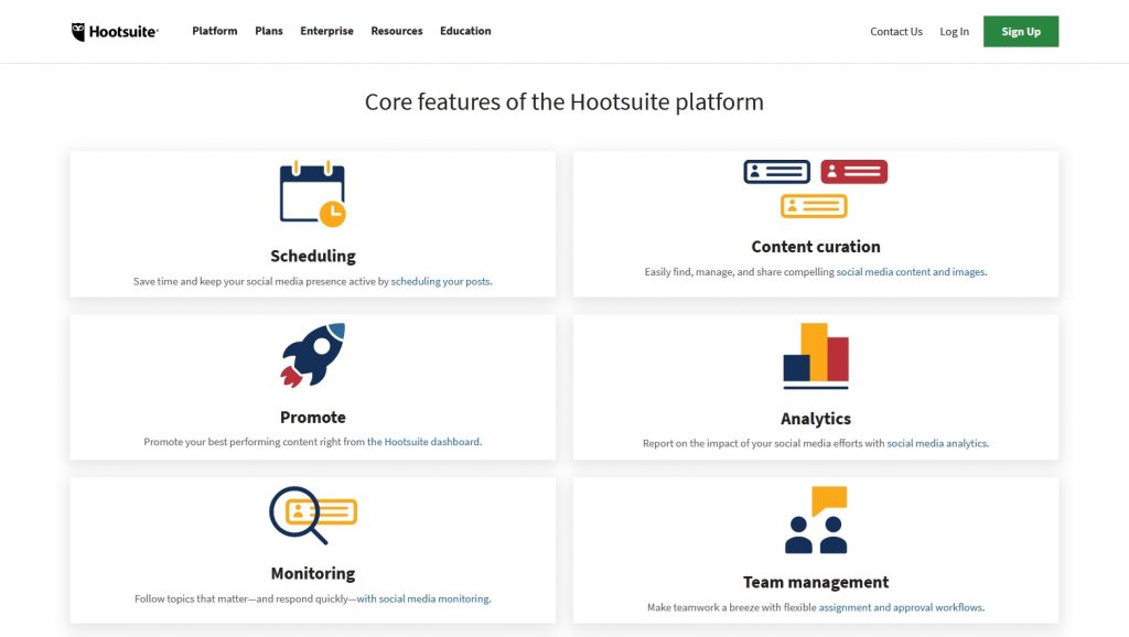 hootsuite features - social media tool features