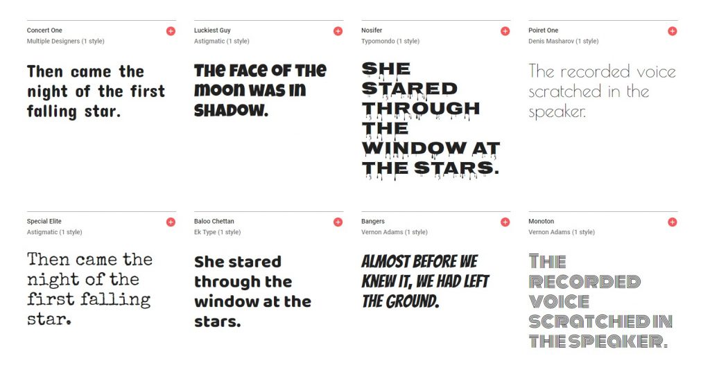 display fonts - display fonts on google font website