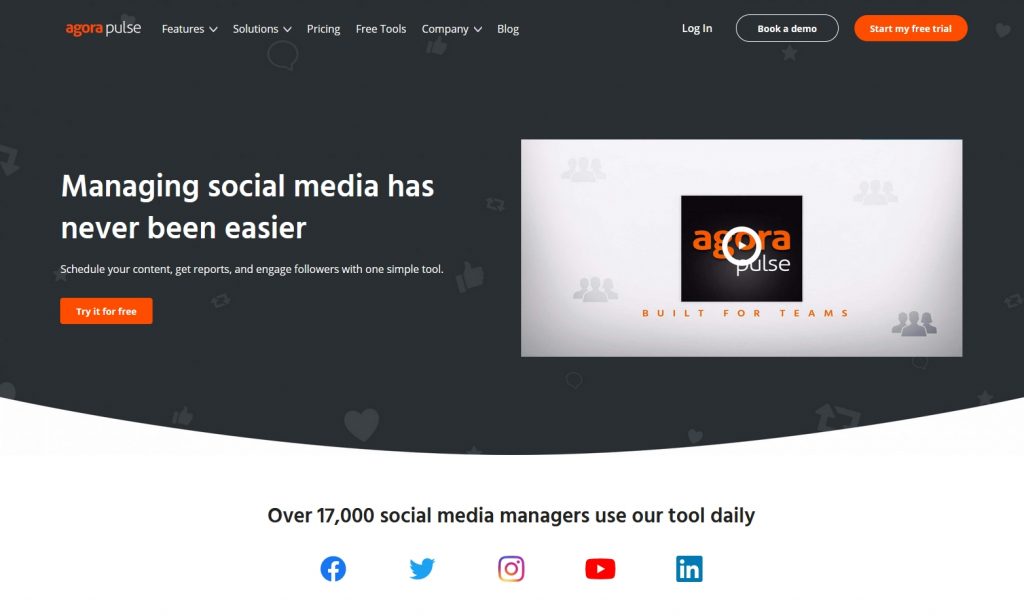 social media management tool homepage - agorapulse - agorapulse homepage