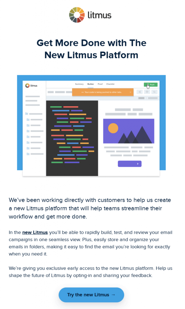 litmus promotional email - email design example