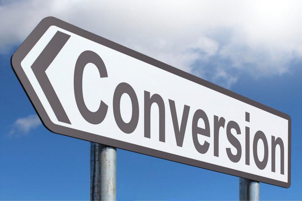 conversion sign - conversion - blue skies