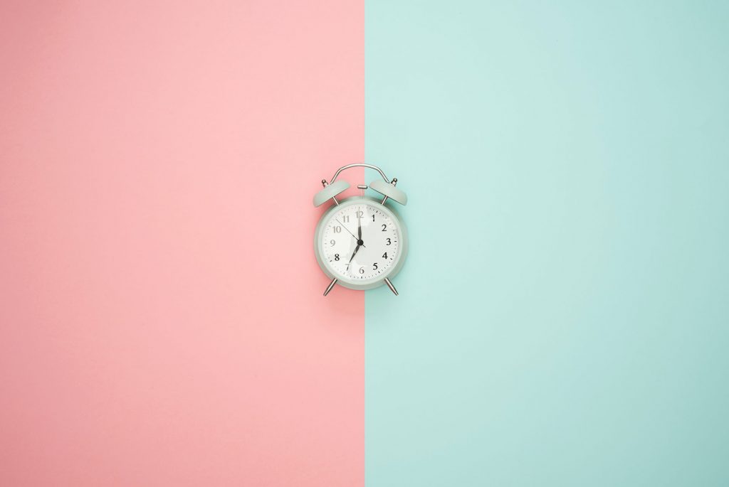 pink and blue - blue clock - time - when is the best time