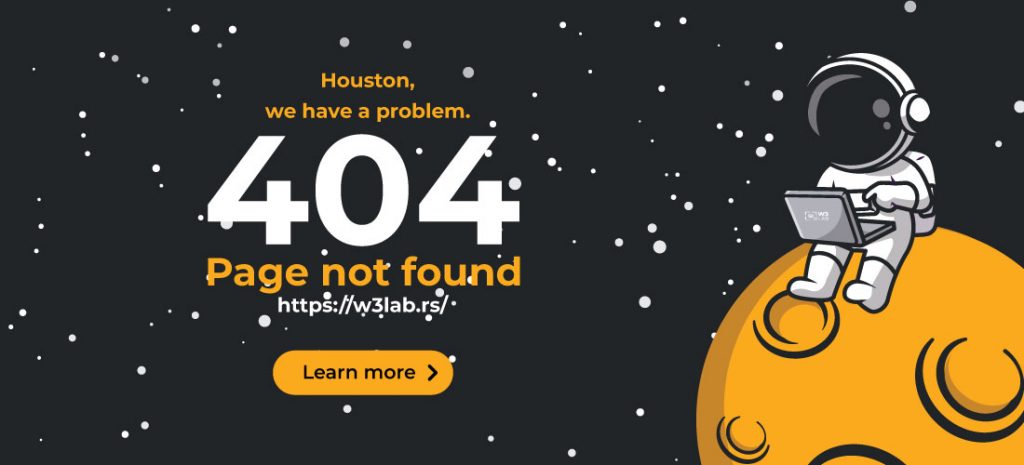 404 astronaut on a page - 404 error page example