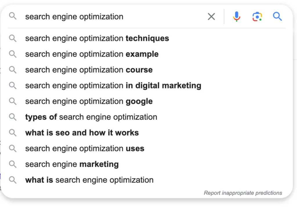 google suggest - search engine optimization