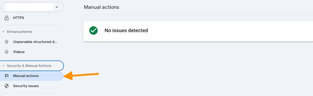manual actions in google search console