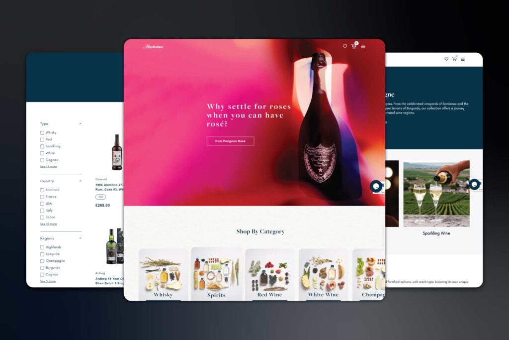 ecommerce website - fine wine website - luxury beverage sales website