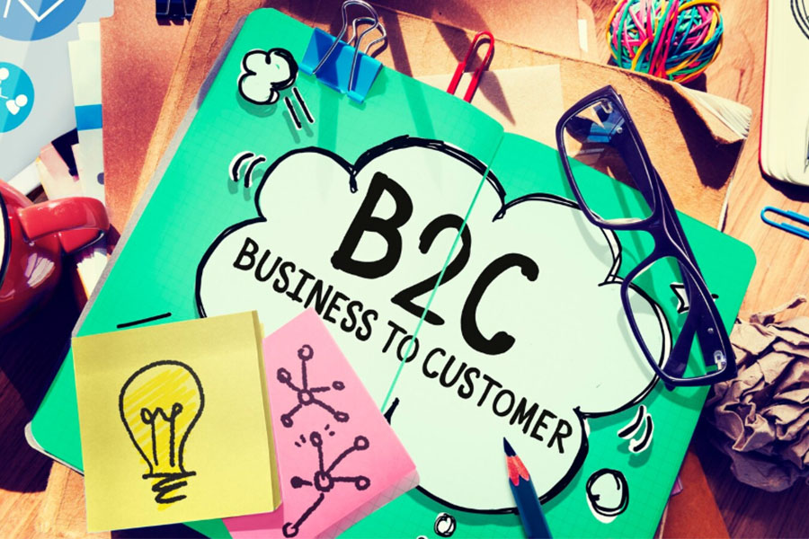 A colorful table that says "B2C - business to customer".